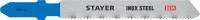 STAYER T118AF, T-хвост., Bi-Metal, по металлу толщиной 1,5-3мм, шаг зуба 1,4мм, раб. длина 50мм, 2шт, Полотна для лобзика (15994-1.4)