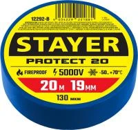 STAYER Protect-20 19 мм х 20 м синяя, Изоляционная лента ПВХ, PROFESSIONAL (12292-B)