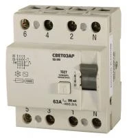 СВЕТОЗАР 4-полюсный, 63 A ″AC″откл. диф.ток, 300 мА, Дифференциальный выключатель (SV-49174-300-63)
