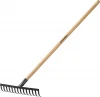 GRINDA GT-14 WOOD, 14 прямых зубцов, размеры 360х80х1300 мм, углерод. сталь, антикор. покрытие, черенок дерев. высш. сорт, садовые грабли (39583-14)