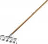 GRINDA PS-12 WOOD, 12 витых зубцов, размеры 370 х 105 х 1300 мм, нержавеющая сталь, деревянный черенок, садовые грабли, PROLine (39481-12)
