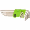 Набор ключей имбусовых Tamper-Torx , 9 шт: ТТ10-ТТ50.45x, закаленные, удлиненные, никель Сибртех