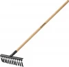 GRINDA GS-12 WOOD, 12 витых зубцов, размеры 385х95х1300 мм, углеродистая сталь, антикор. покрыт., черенок дерев. высш. сорт, садовые грабли(39581-12)