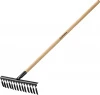 GRINDA GS-14 WOOD, 14 витых зубцов, размеры 445х95х1300 мм, углеродистая сталь, антикор. покрыт., черенок дерев. высш. сорт, садовые грабли(39581-14)