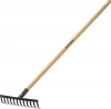 GRINDA GT-12 WOOD, 12 прямых зубцов, размеры 310х80х1300 мм, углерод. сталь, антикор. покрытие, черенок дерев. высш. сорт, садовые грабли (39583-12)
