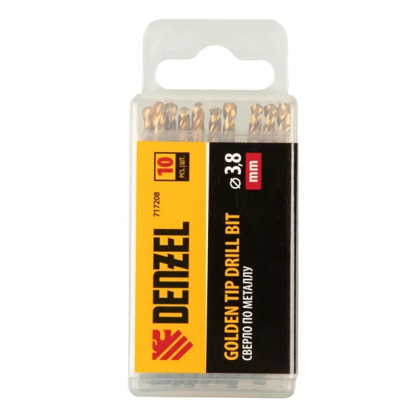 Сверло по металлу, 5 мм, HSS-Tin, Golden Tip, 10 шт. Denzel